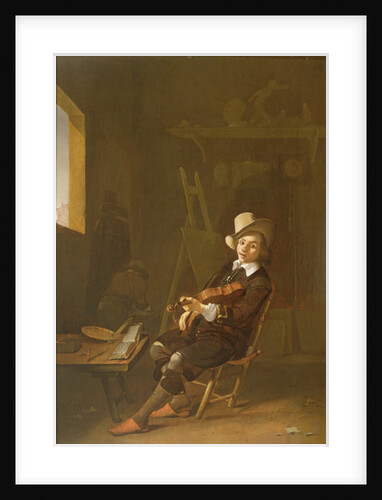 Self Portrait of the Artist Playing a Violin by Johannes Lingelbach