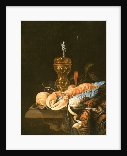 A Still Life with a Lobster in a Delft Bowl by Jurian van Streeck or Streek