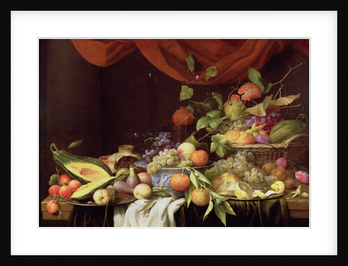 A Still Life of Fruit on a Draped Ledge by Joris van Son