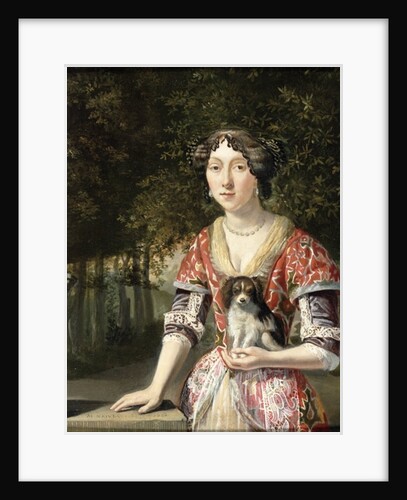 Portrait of a Lady Wearing a Red and White Dress by Matthys Naiveu