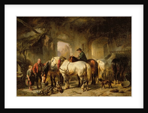 Horses Feeding in the Stable, c.1850 by Wouter Verschuur