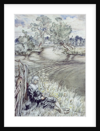 Izaak Walton reclining against a Fence by Arthur Rackham
