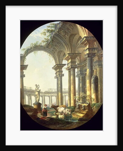 Shepherds with Animals in a Classical Landscape by Pierre Antoine Demachy