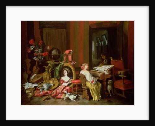 Interior with a Lady at a Harpsichord by Francesco (b.1640) Fieravino