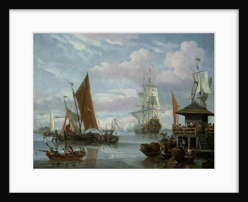 Estuary Scene with Boats and Fisherman by Johannes de Blaauw