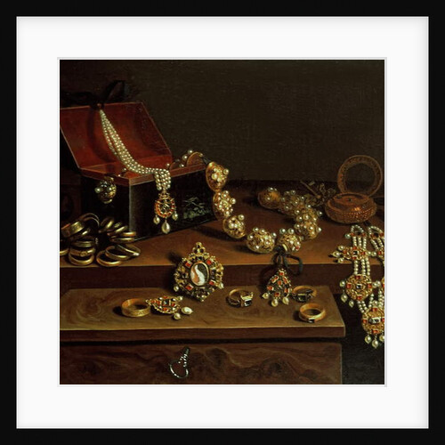 Casket of jewels on a table, principally of German Origin by Pieter Gerritsz. van Roestraten