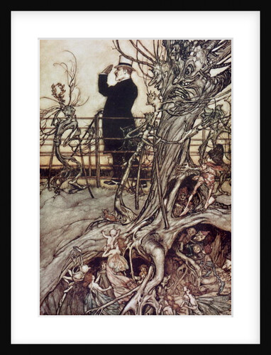 The Kensington Gardens are in London, where the King lives from 'Peter Pan in Kensington Gardens' by J.M. Barrie, 1906 by Arthur Rackham