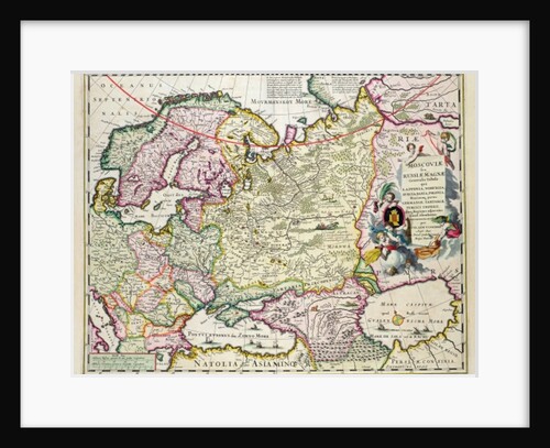 Map of Asia Minor showing Norway, Sweden, Denmark, Lapland, Poland, Turkey, Russia and the Moscow region, c.1626 by Nicolaes Jansz Visscher