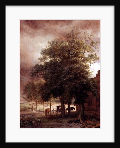 Landscape with carriage or House beyond the trees by Paulus Potter