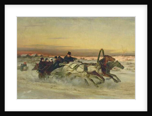 A Galloping Winter Troika at Dawn by Nikolai Egorevich Sverchkov