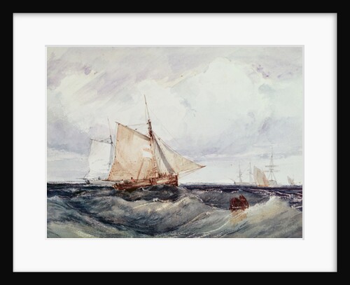 A Cutter and other Ships in a Strong Breeze by Richard Parkes Bonington