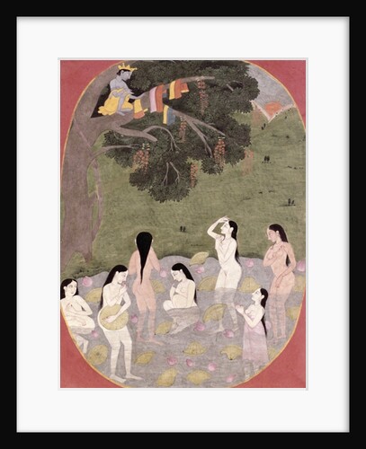 Krishna with the Cow Girls' clothes, Tehri-Garhwal, c.1820-30 by School Pahari