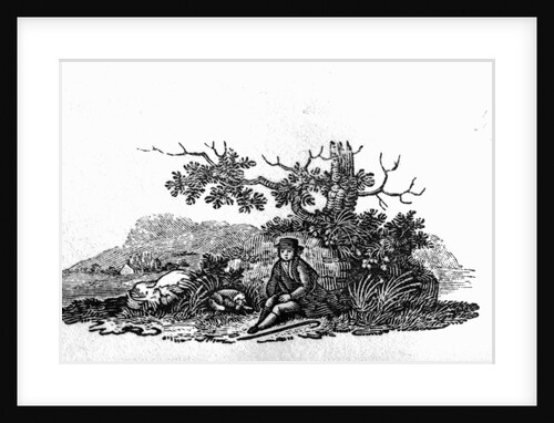 Man Seated by a Stunted Tree from 'History of British Birds and Quadrupeds' by Thomas Bewick