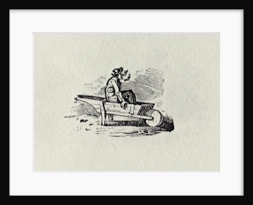 A Man in a Wheelbarrow from 'History of British Birds and Quadrupeds' publ 1815? by Thomas Bewick