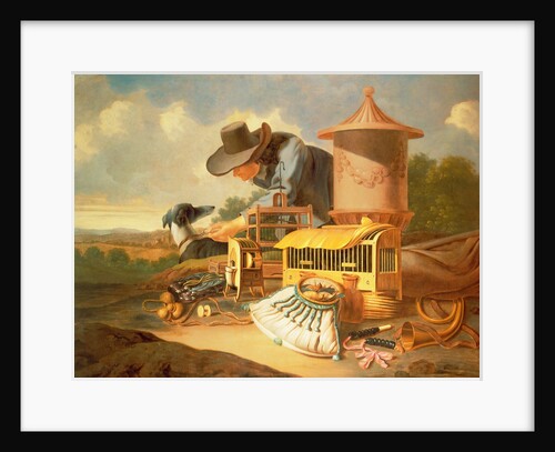 A Birdcatcher and His Dog by Antonius Leemans