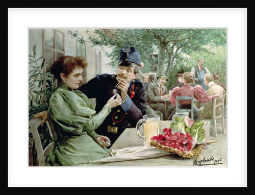 Soldier and a Young Girl Drinking New Wine, 1896 by Felicien baron de Myrbach-Rheinfeld