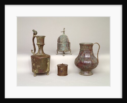 Censer, ewer, inkwell and 12th-13th century jug by Persian School