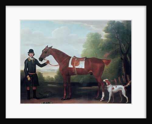 Lord Portman's 'Snap' held by groom with dog by James Seymour
