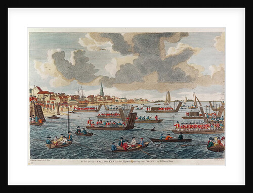 View of Gravesend with troops crossing the Thames to Tilbury Fort by English School