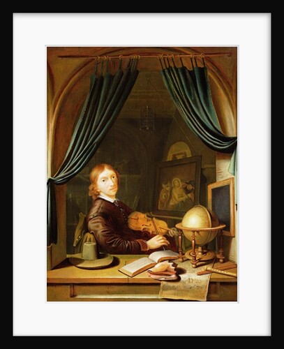 A Musician Playing a Violin by a Draped Casement by Pieter Cornelisz van Egmont