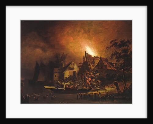 Villagers Struggling to put out a Cottage Fire by Adriaen Lievensz van der Poel