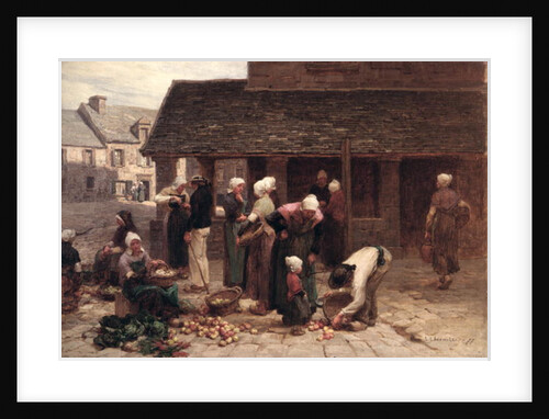 The Market Place of Ploudalmezeau, Brittany, 1877 by Leon Augustin Lhermitte