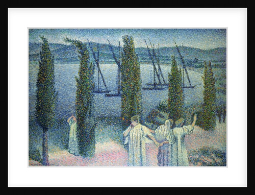Coastal View with Cypress Trees, 1896 by Henri-Edmond Cross