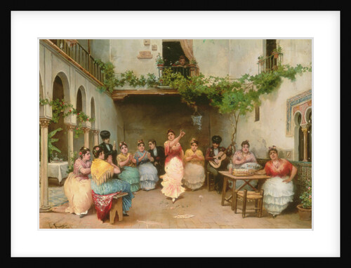 Gathering around the Spanish Dancer in Seville by Jose Ruiz Blasco
