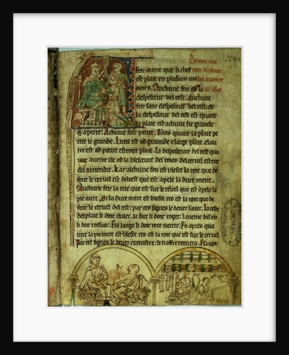 Ms.O.1.20.f.241v Jerome: A doctor visiting a patient and an apothecary by English School