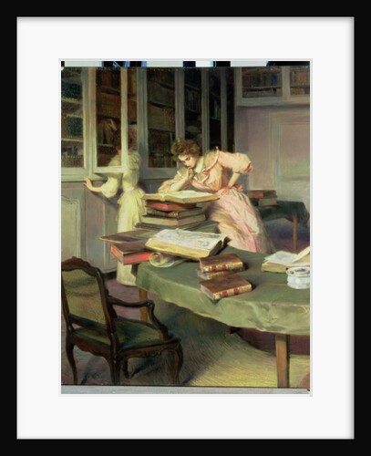 Elegant Women in a Library by Edouard Gelhay