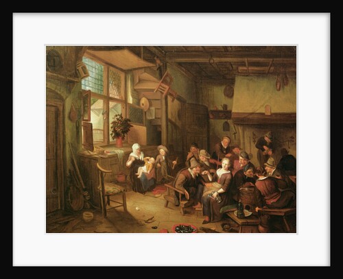 Interior with peasants drinking by Richard Brakenburg