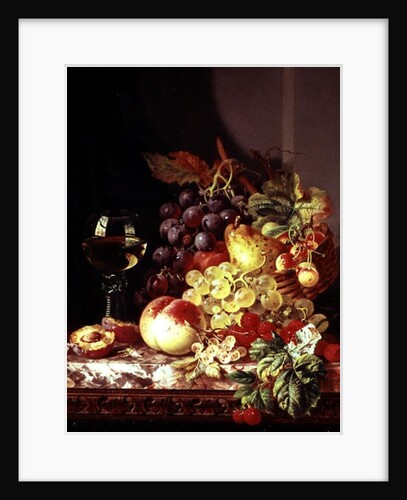 Still life with grapes and wine by Edward Ladell