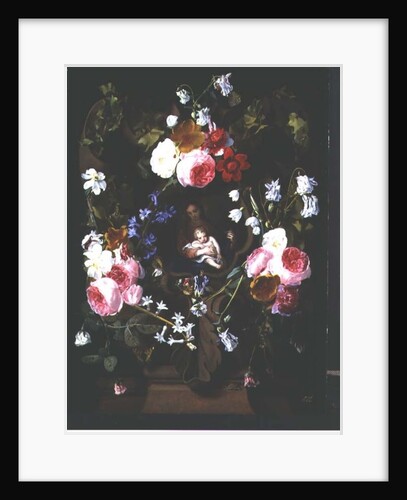 Madonna and Child Surrounded by a Garland of Flowers by Christiaan Luykx or Luycks
