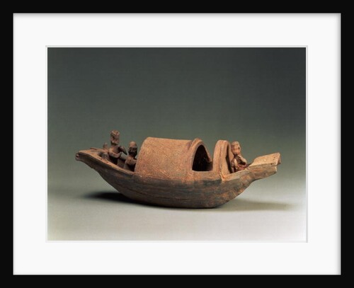 Boat and crew, tomb artefact, Eastern Han Dynasty, 25-220 AD by School Chinese