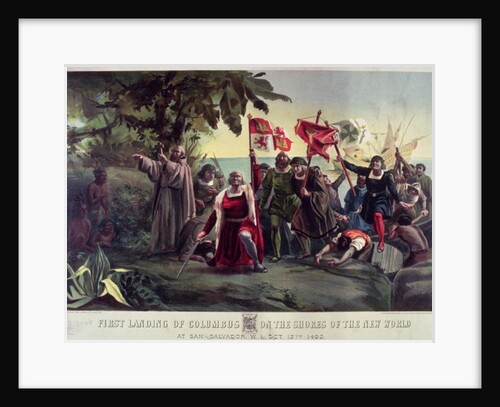 The First Landing of Columbus on the Shores of the New World at San Salvador, Oct. 12th 1492, pub. by Currier and Ives by Dioscoro Teofilo Puebla Tolin