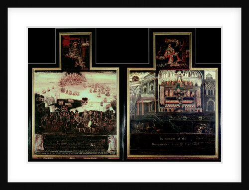 Diptych depicting the Arrival of Queen Elizabeth I at Tilbury, the Defeat of the Spanish Armada and the Gunpowder Plot by English School