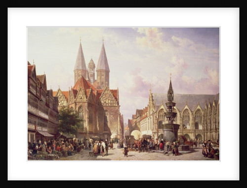 Market Scene at Braunschweig by Cornelius Springer