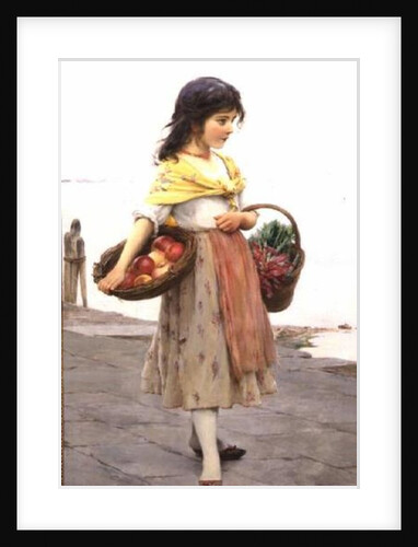 Young Girl Selling Fruits and Vegetables by Eugen von Blaas