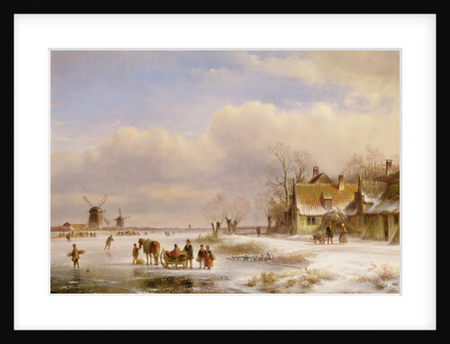 Snow Scene with Windmills in the Distance, 19th century by Lodewijk Johannes Kleyn