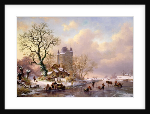 Winter Landscape with a Castle by Frederick Marianus Kruseman