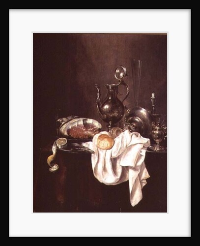 Still Life of Ham and Silver Plate by Willem Claesz. Heda