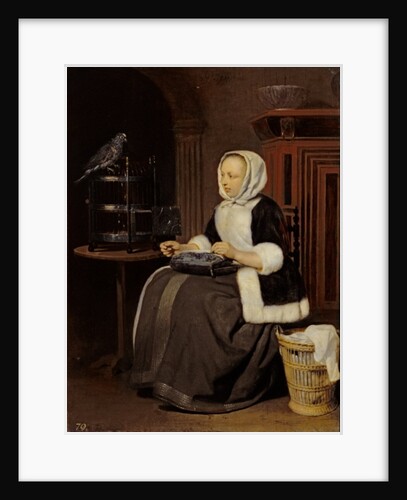 Young Girl at Work by Gabriel Metsu