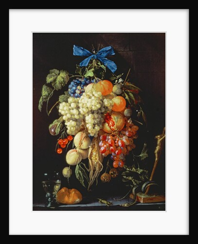 Bouquet of Fruit with Eucharistic Symbols on a Ledge Below by Cornelis de Heem