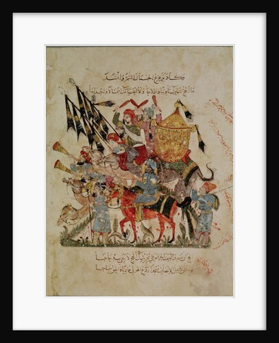 Ar 5847 f.94v, Caravan going to Mecca from 'The Maqamat' by Al-Hariri, c.1240 by Yahya ibn Mahmud Al-Wasiti