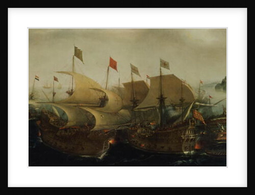 A Sea Action, possibly the Battle of Cadiz, 1596 by Hendrick Cornelisz Vroom