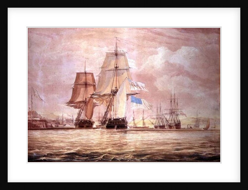 HMS 'Shannon' leading the 'Chesapeake' into Halifax Harbour, 1813 by John Christian Schetsky