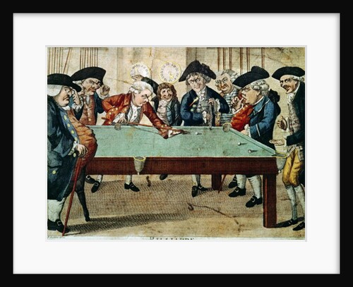 Billiards, 18th century etching by R.Sayer by English School