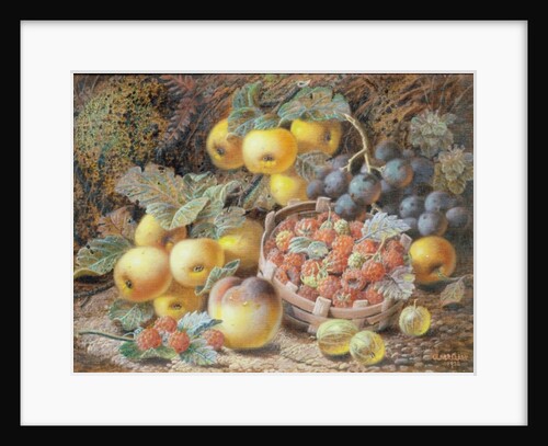 Still Life of Apples, Grapes, Raspberries, Gooseberries and Peach by Oliver Clare