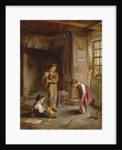 Boys with French Horn and Drum, 19th century; by J. Devaux