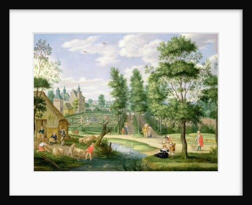 Figures in the Grounds of a Country House by Isaak van Oosten